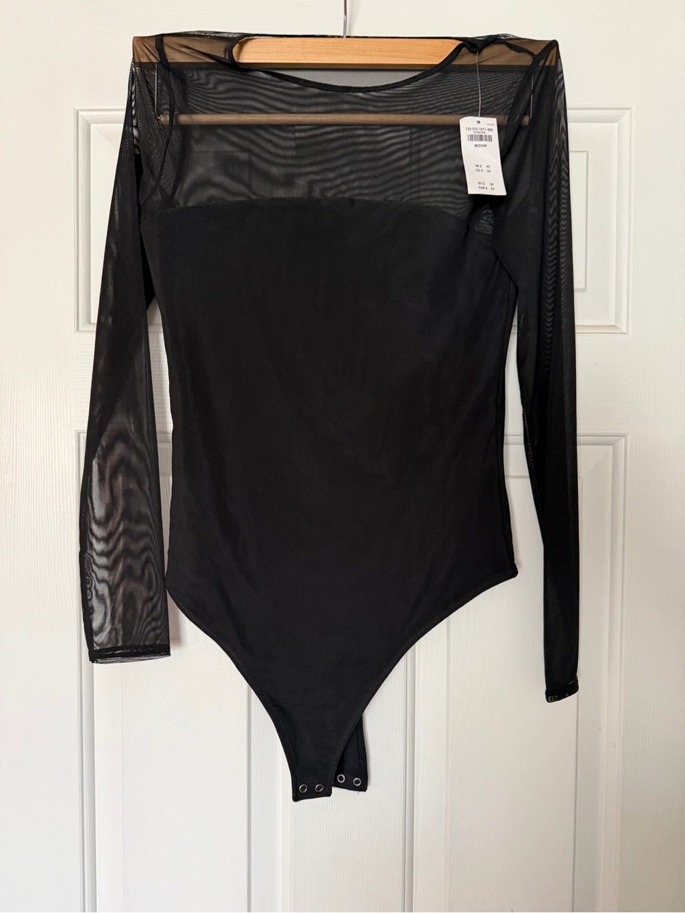 Abercrombie & Fitch Black Sheer-Yoke Long Sleeve Bodysuit - Picture 3 of 7